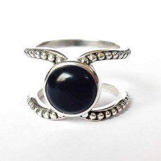 Majestic Black Onyx Boho silver ring